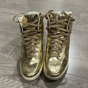 Shimmering Gold Women's High-Top Sneakers